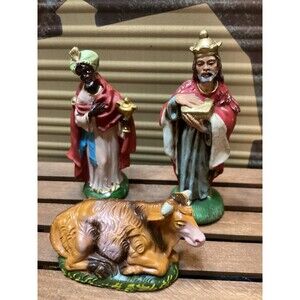Italy Nativity COW/OX & Wisemen Paper Mache Composite Figure Replacement Vintage